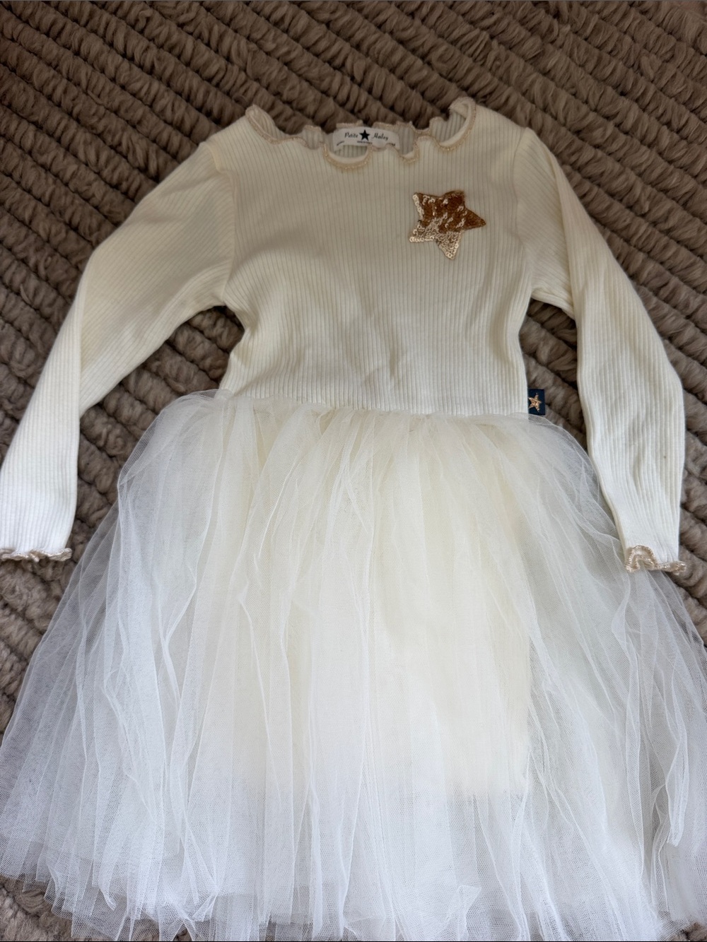Plum Baby Cream Tulle Star Dress for Girls